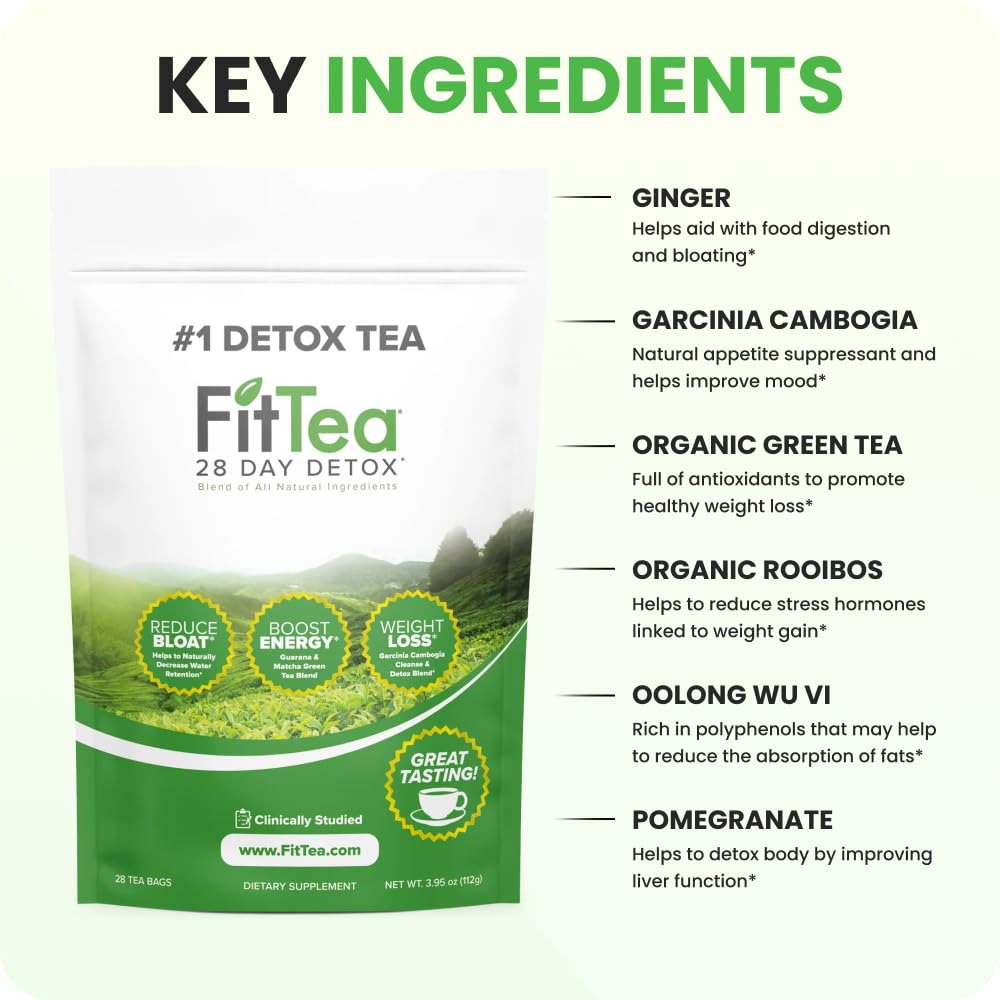 FitTea 28 Day Detox cup with lemon signaling a refreshing cleanse benefit.