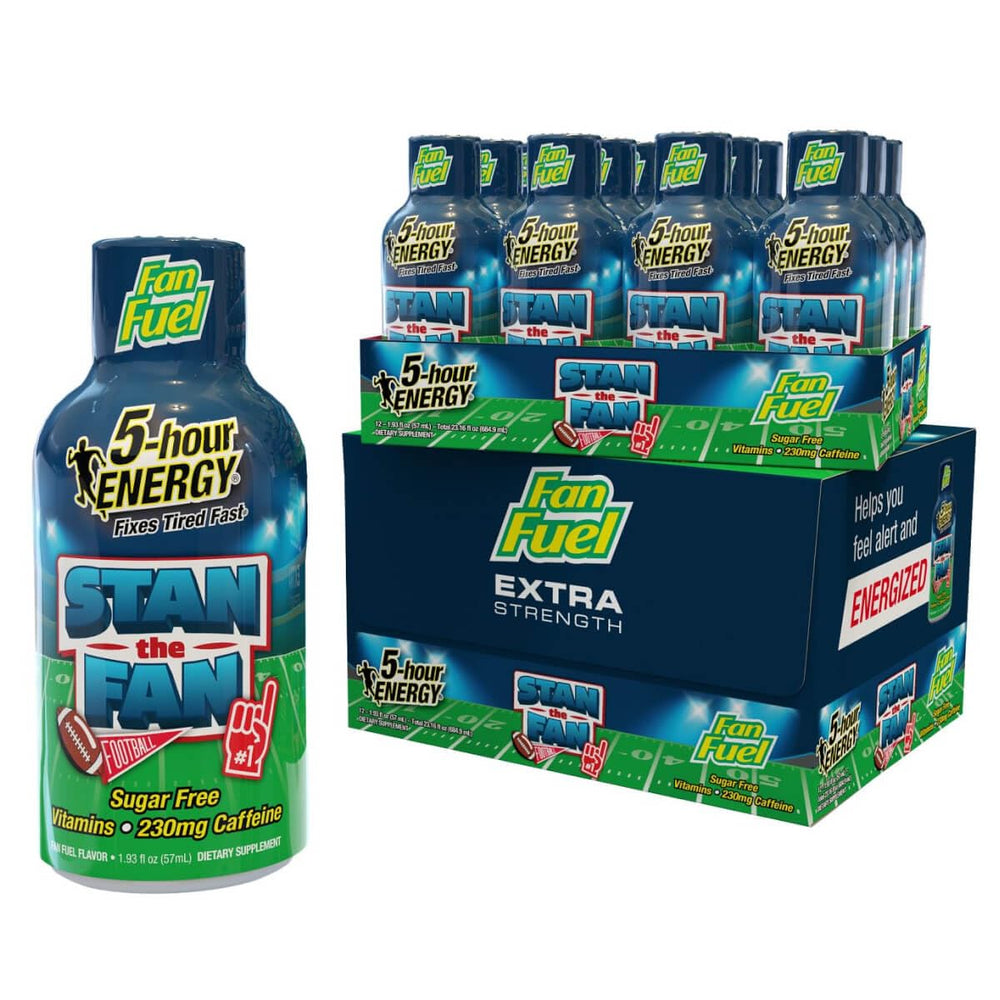 Five-hour ENERGY Extra Strength Fan Fuel bottle ready for quick energy on the go.