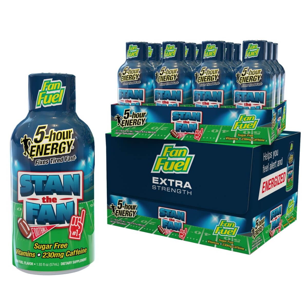 Five-hour ENERGY Extra Strength Fan Fuel bottle ready for quick energy on the go.