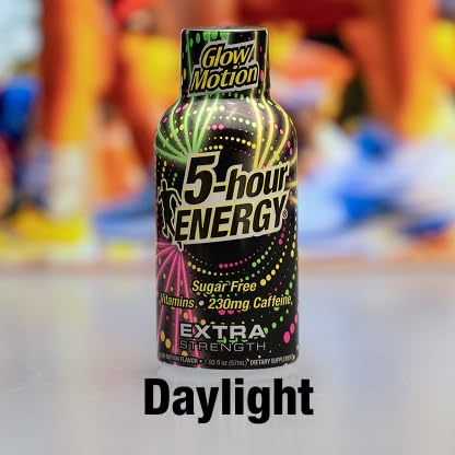 5-hour ENERGY extra-strength Glow Motion bottle top view highlighting design.