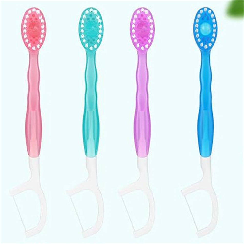 Five-in-one mini toothbrush and floss with toothpaste packaging