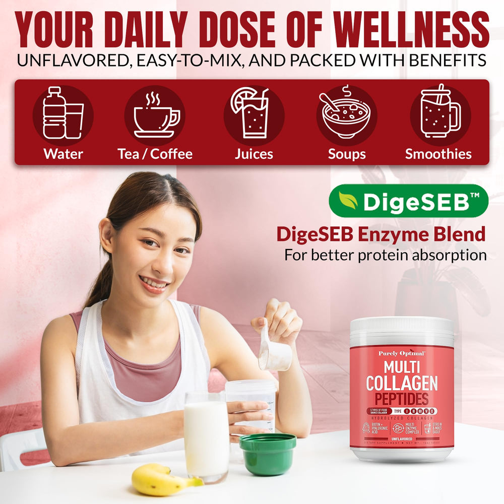 Close-up of five collagen sources used in the formula