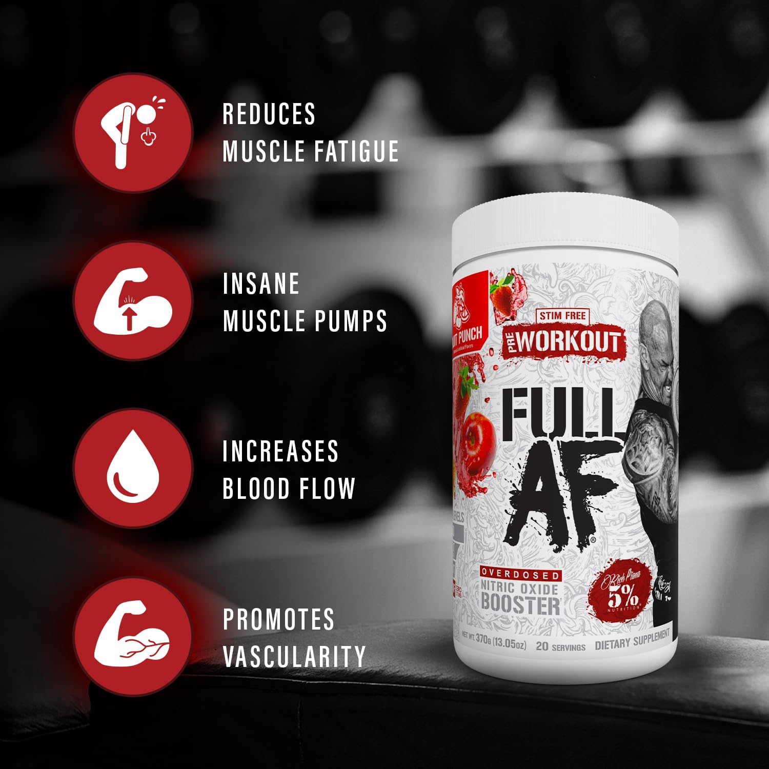FivePercent Nutrition FullAF bottle closeup label communicates premium quality
