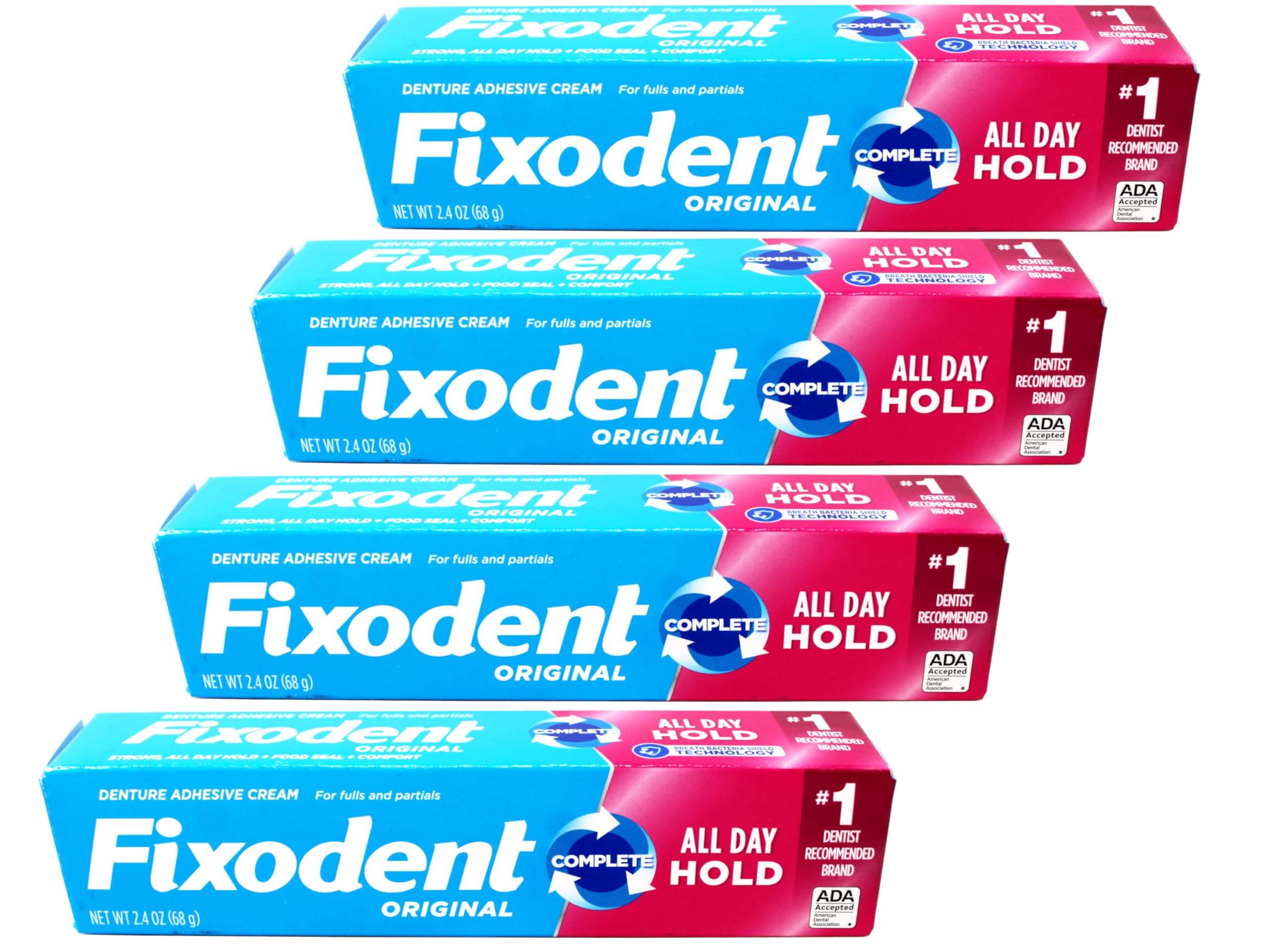 Fixodent Complete Soothing Mint denture adhesive cream 4-count packaging