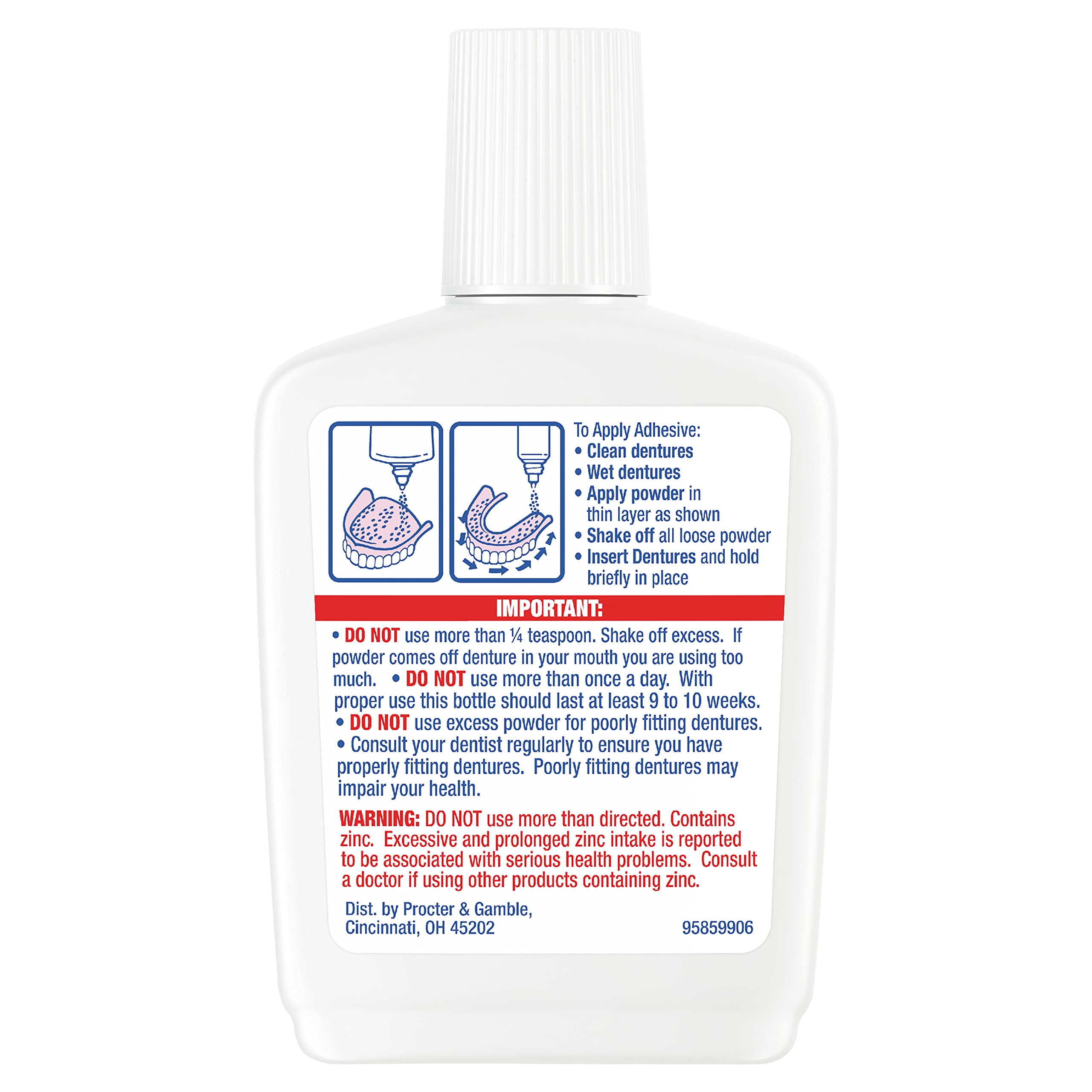Close-up of Fixodent Extra Hold label