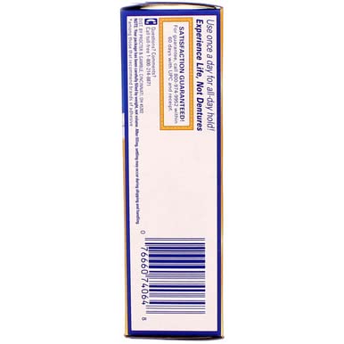 Side view of the Fixodent Extra Hold Powder packaging