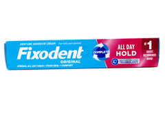 Side view of Fixodent Original 2.4 oz tube