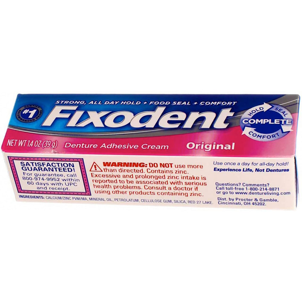 Person applying Fixodent Original for daily denture use