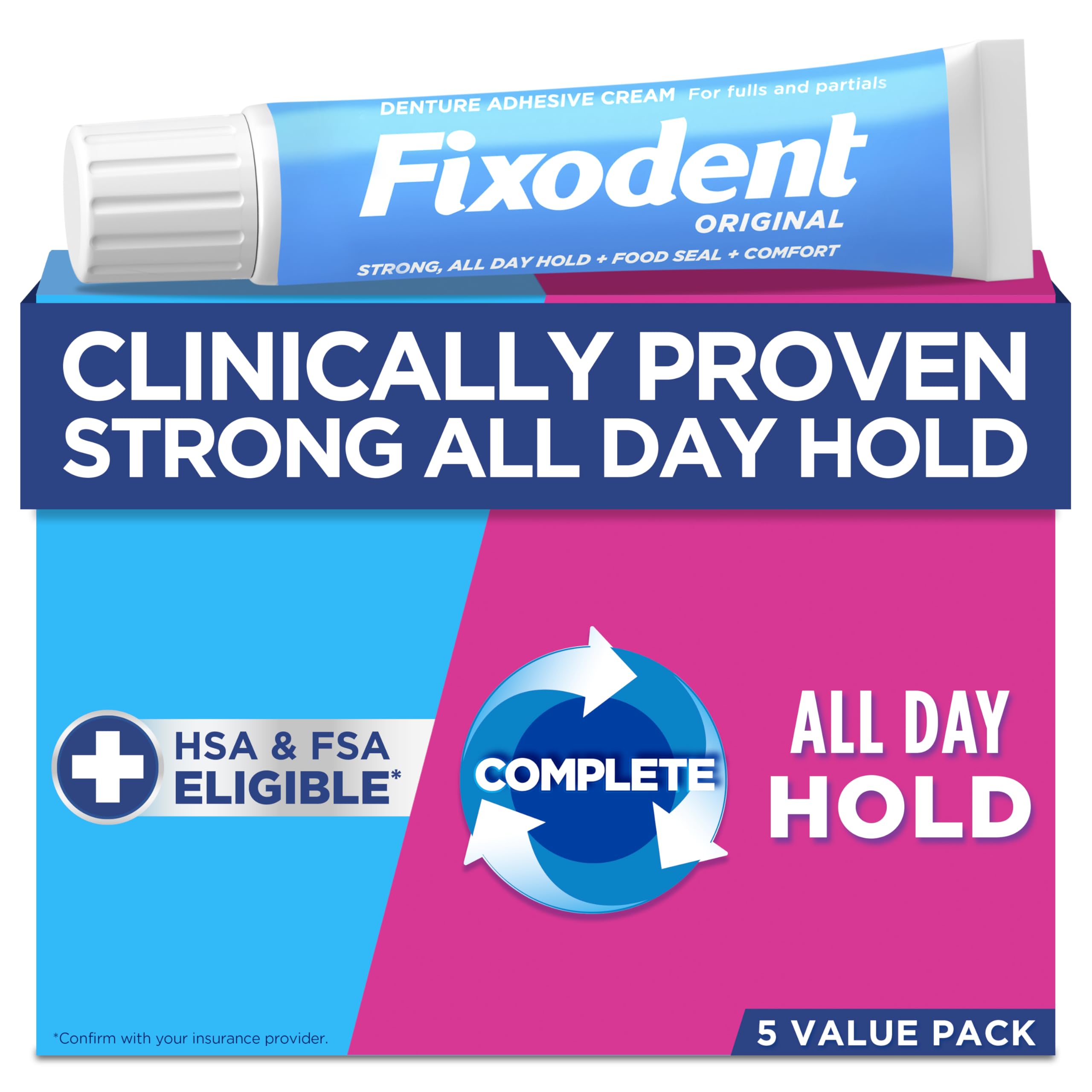 Close-up of Fixodent Original denture adhesive tube (2.4 oz)