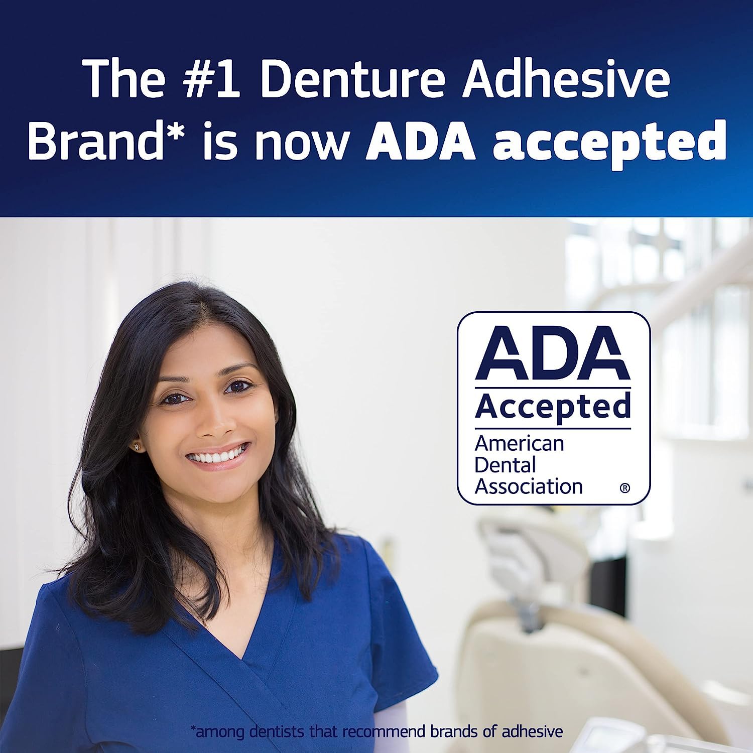 Side view of Fixodent Original denture adhesive tube with cap