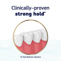 Side view of four Fixodent Pure Strength tubes in a pack.