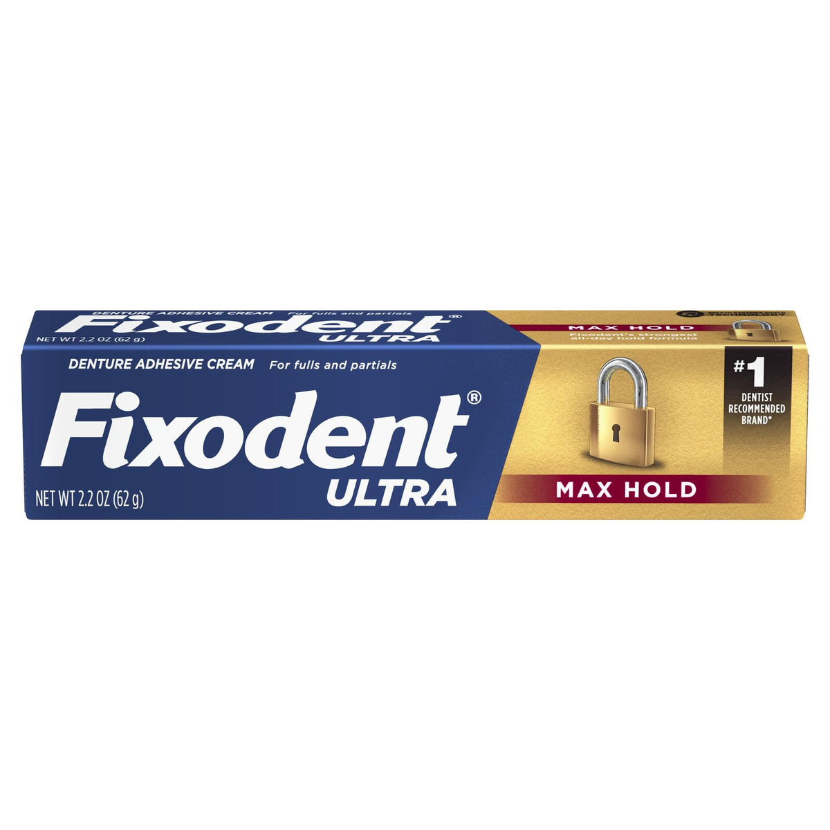 Fixodent Ultra Max Hold dental adhesive packaging front showing 7-pack