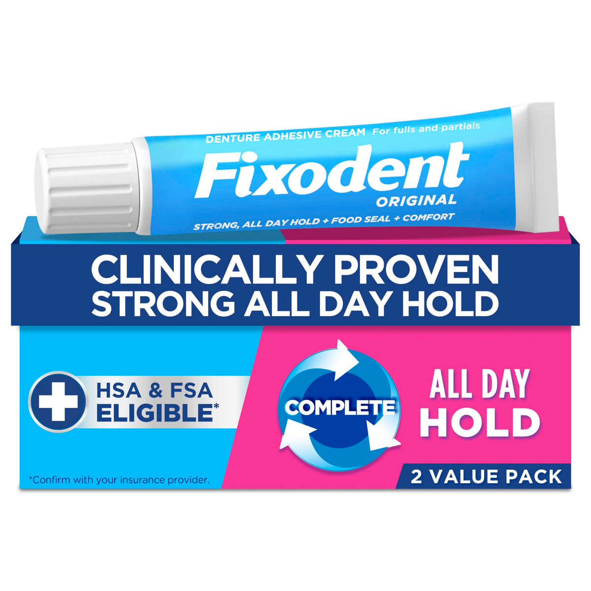 Fixodent Complete Original Denture Adhesive Cream 2.4 oz pack of 2 – image 1