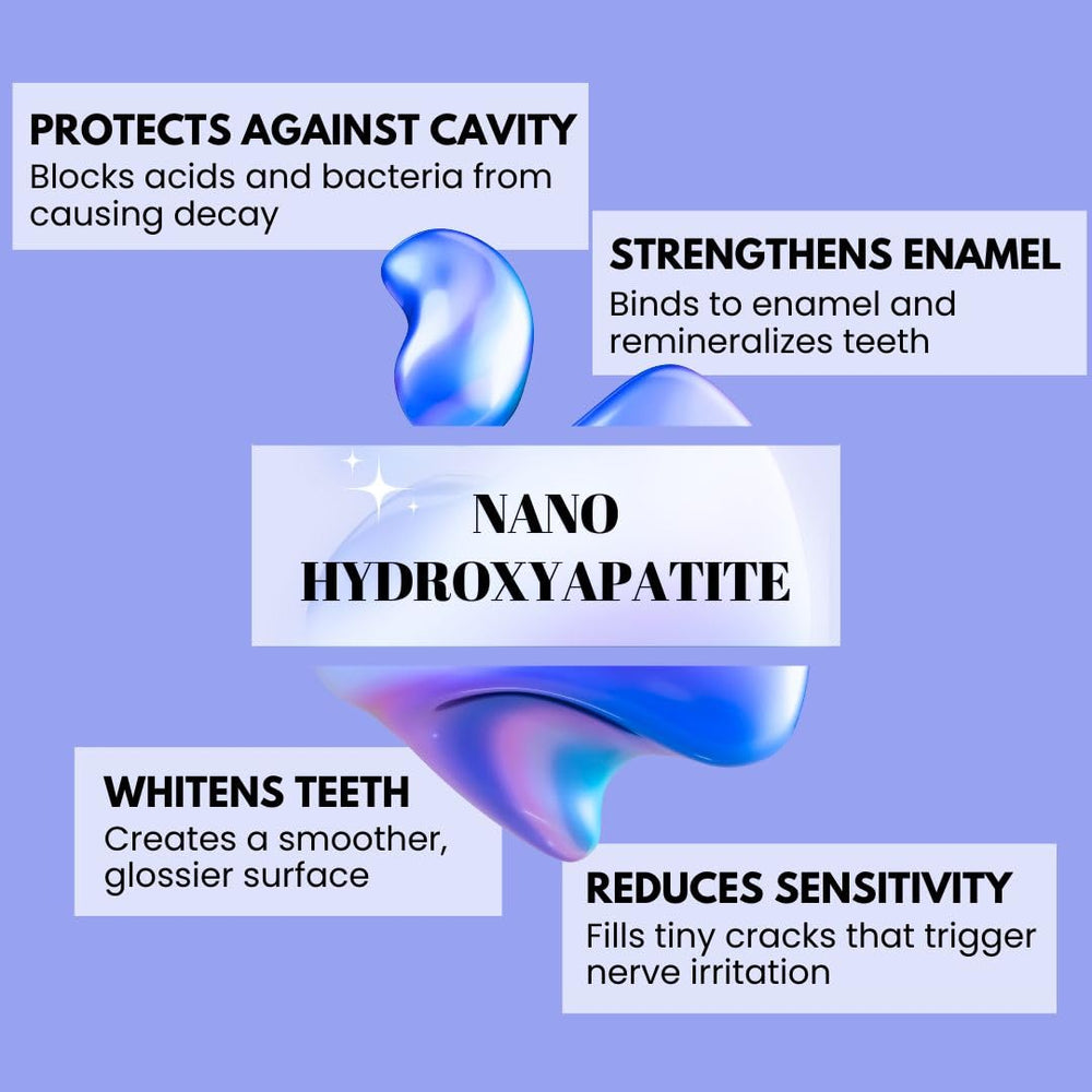 Close-up of nano-hydroxyapatite for enamel repair