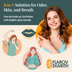 Product packaging for Flarovexarith deodorizing supplement