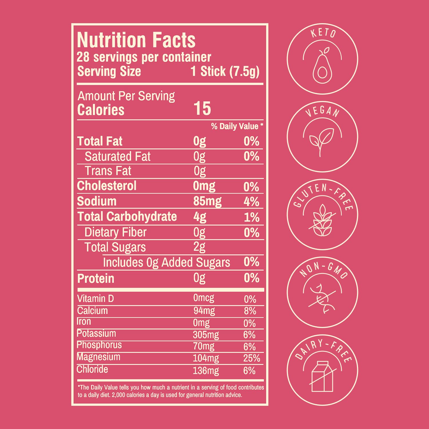 Single strawberry limeade electrolyte packet close-up