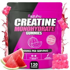 Watermelon-flavored creatine monohydrate gummies bottle, 120-count