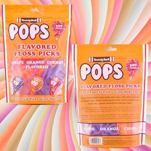 Assorted fruit-flavored floss picks in packaging