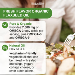 Flaxseed oil drizzle on a fresh salad