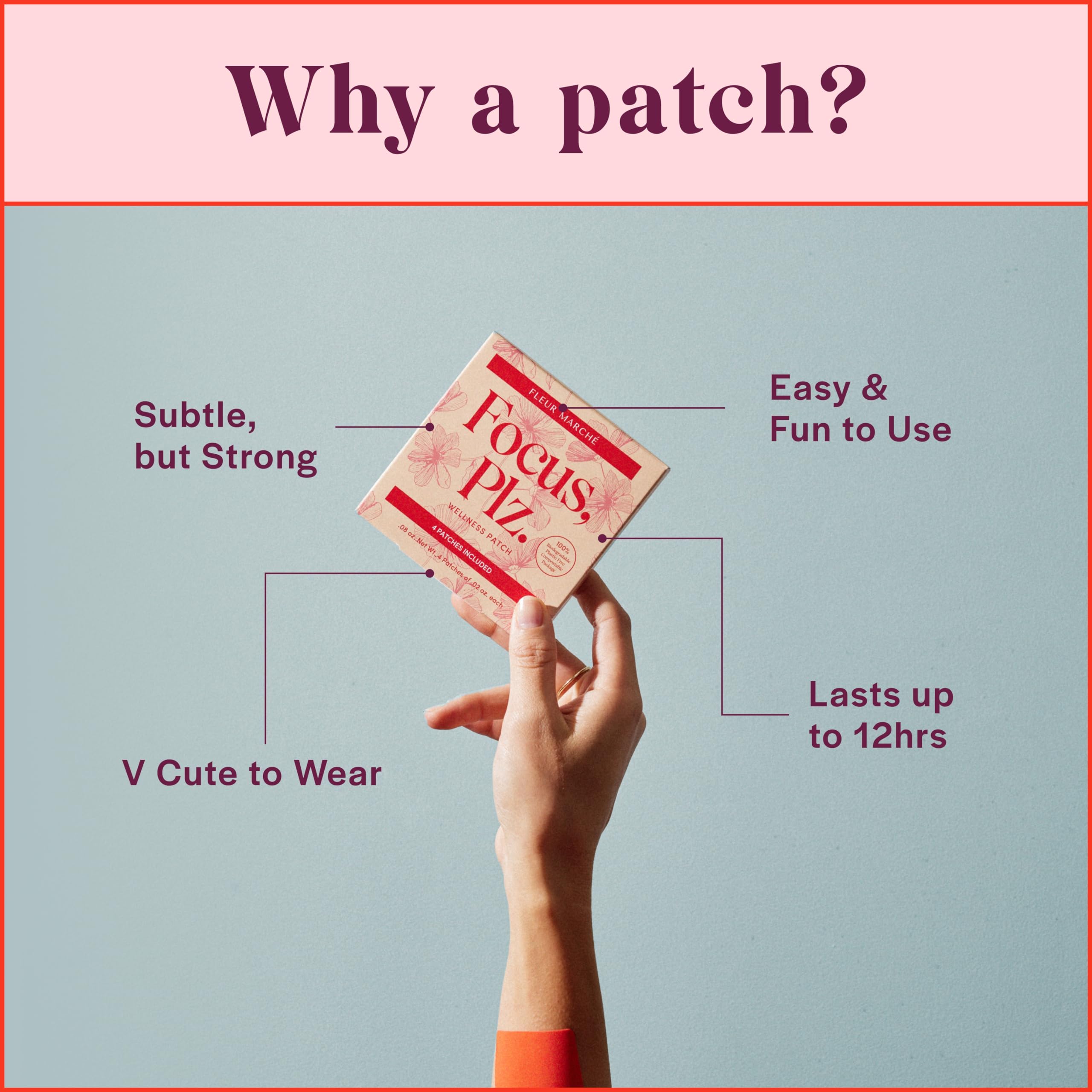 Fleur Marche Focus Plz flat lay patches arranged for easy daily use.