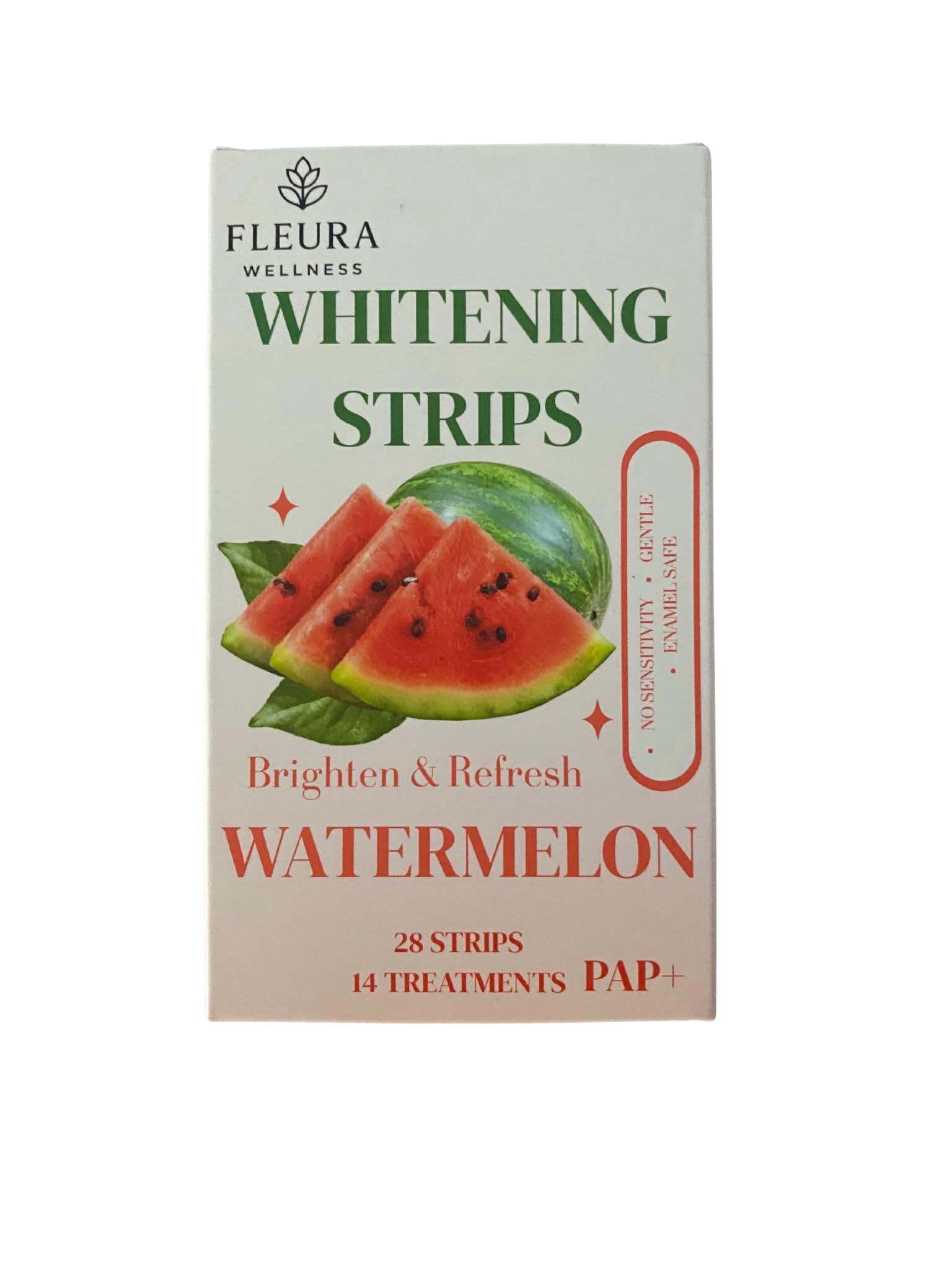 Fleura Wellness PAP Teeth Whitening Strips Peach Watermelon packaging