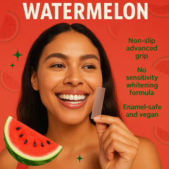 Peach and Watermelon flavored whitening strips laid out