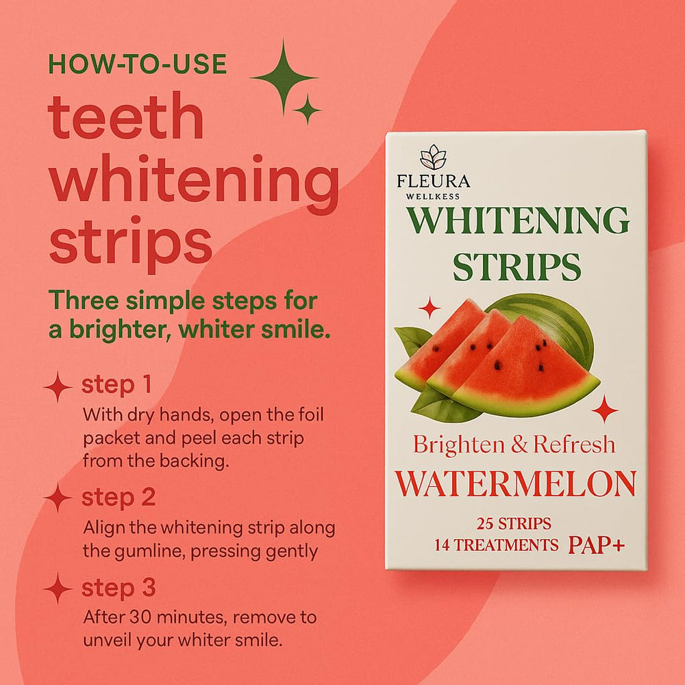 Hands applying PAP whitening strip to a tooth