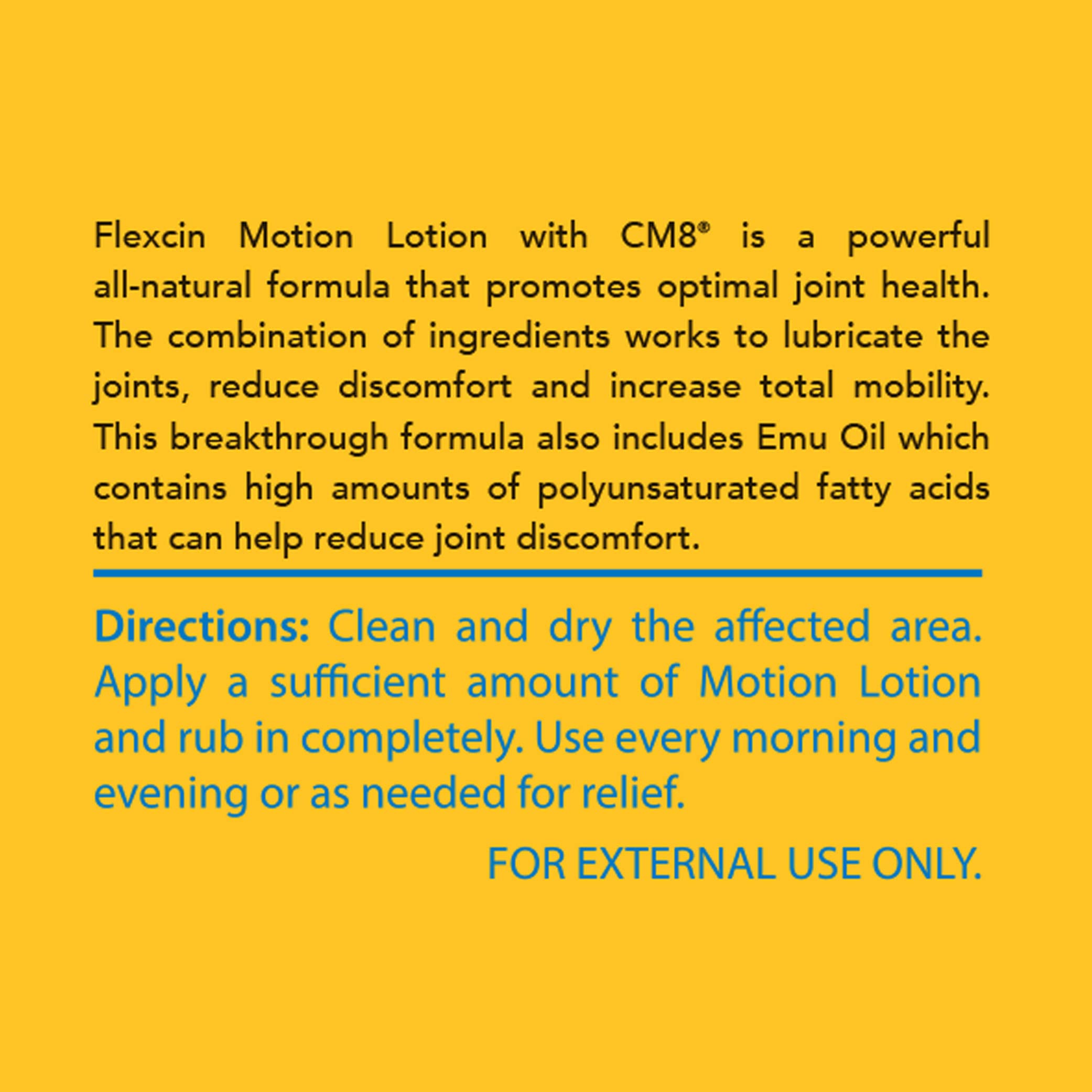 Hands applying Flexcin CM8 Motion Lotion to a joint area
