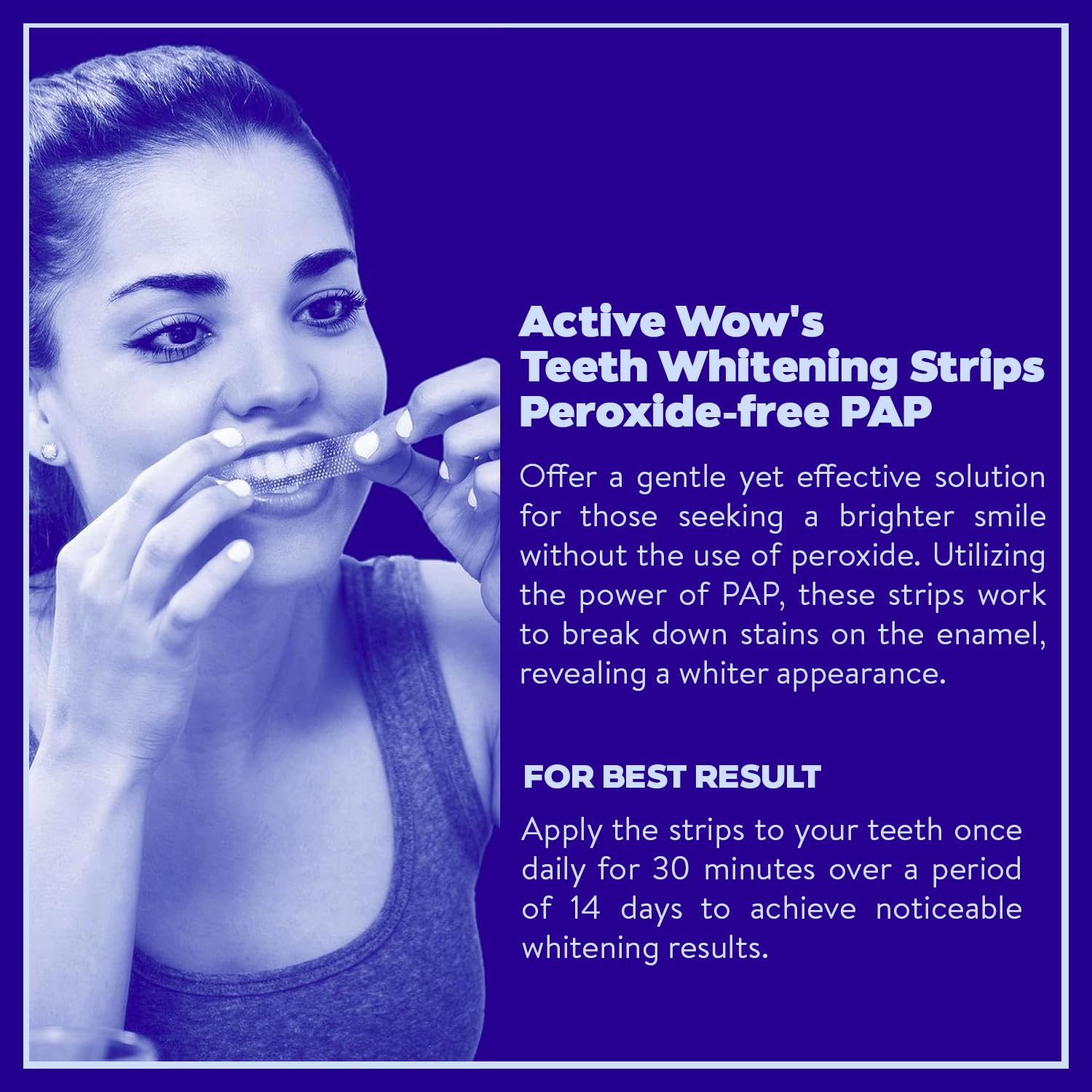 Flexible, no-slip whitening strips on teeth