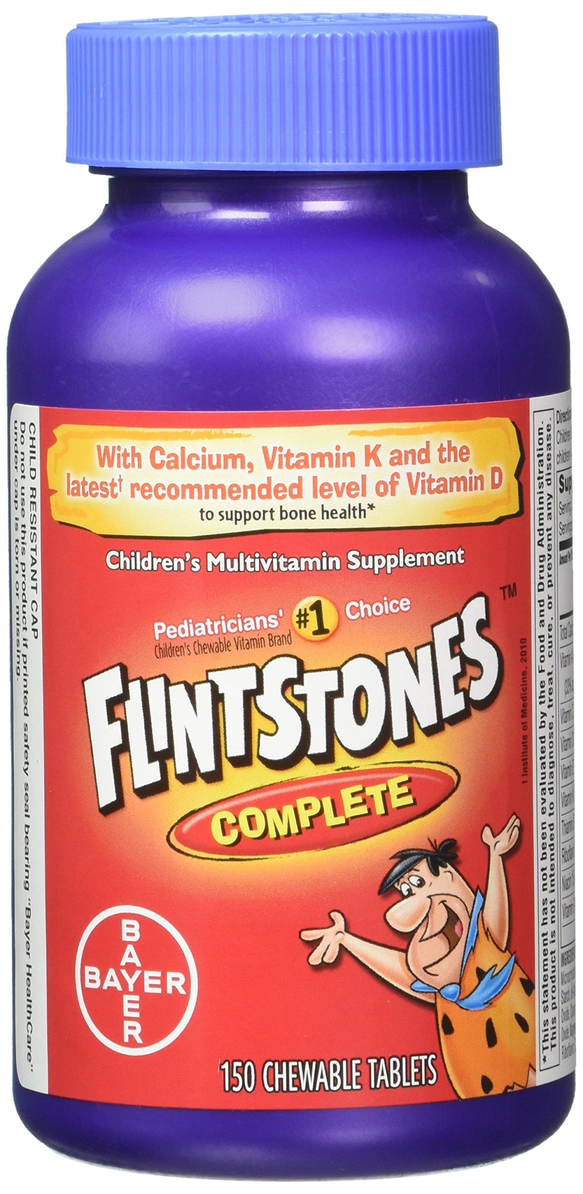 Flintstones kids chewable multivitamin bottle in cherry flavor