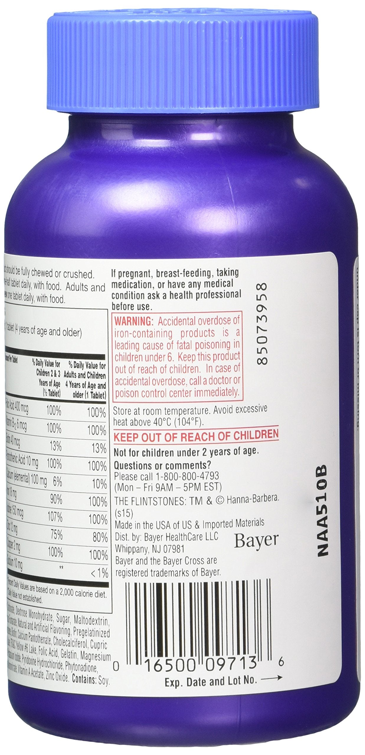 Flintstones kids chewable multivitamin bottle in grape flavor