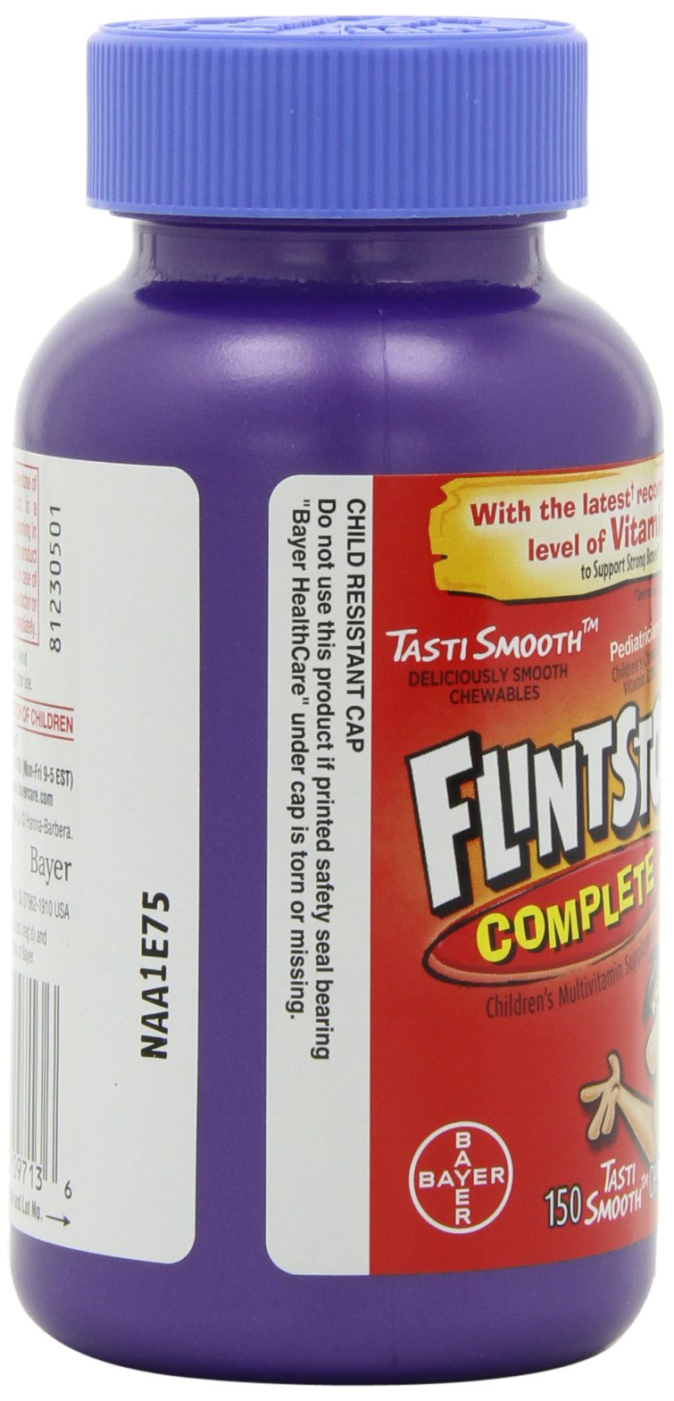 Back view showing supplement facts on Flintstones multivitamin packaging