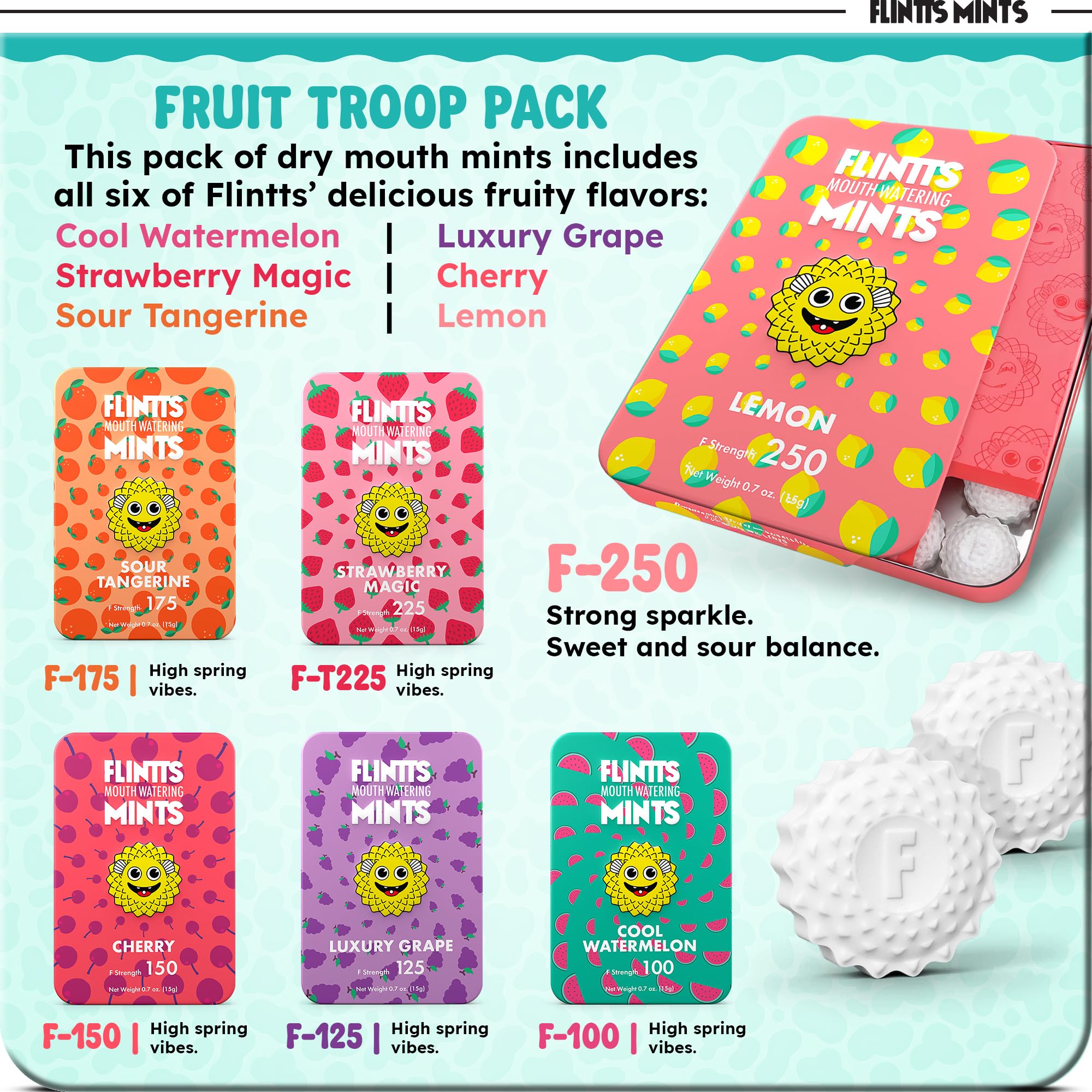Close-up texture of Fruit Troop mints