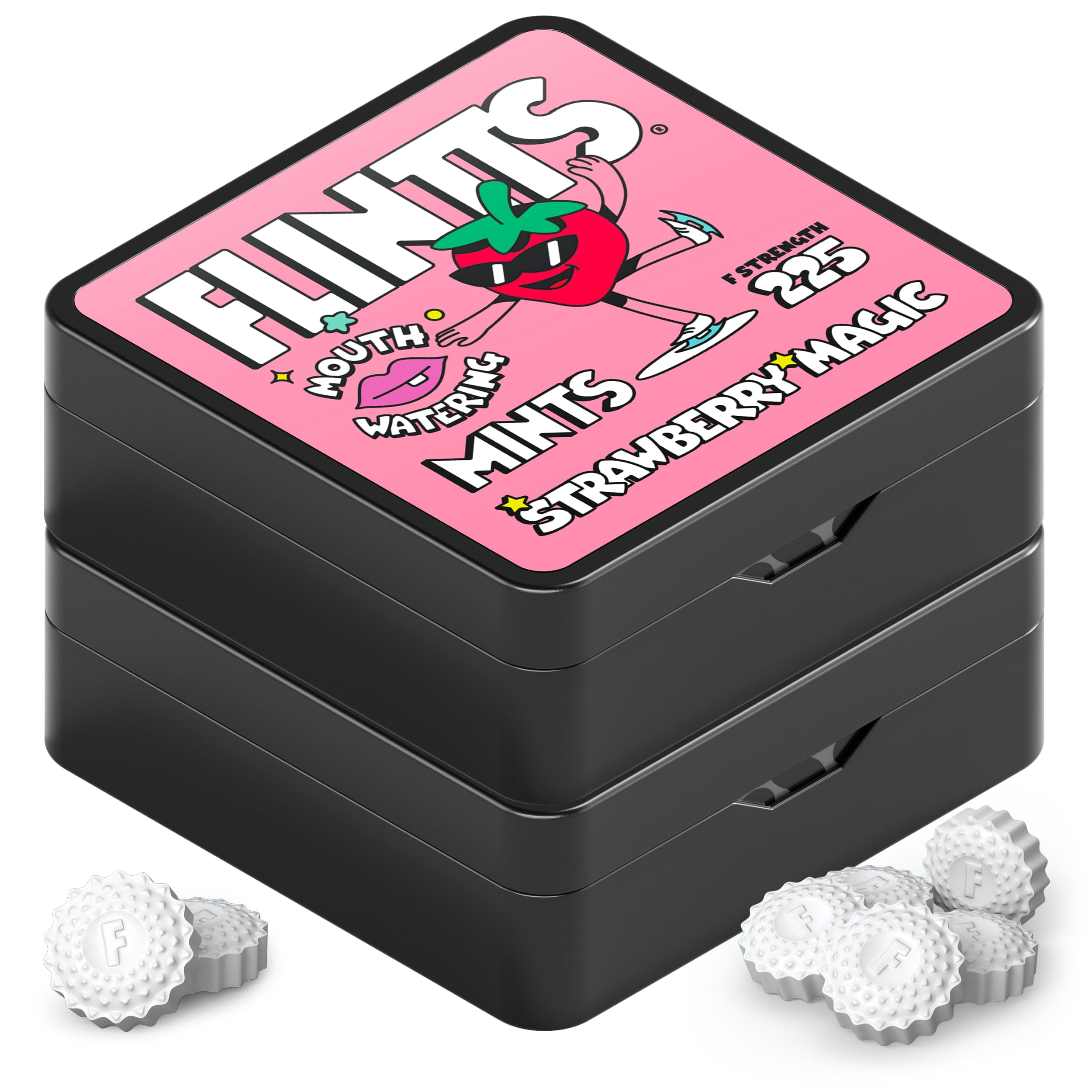 Flintts Mints Strawberry Stash packaging front view