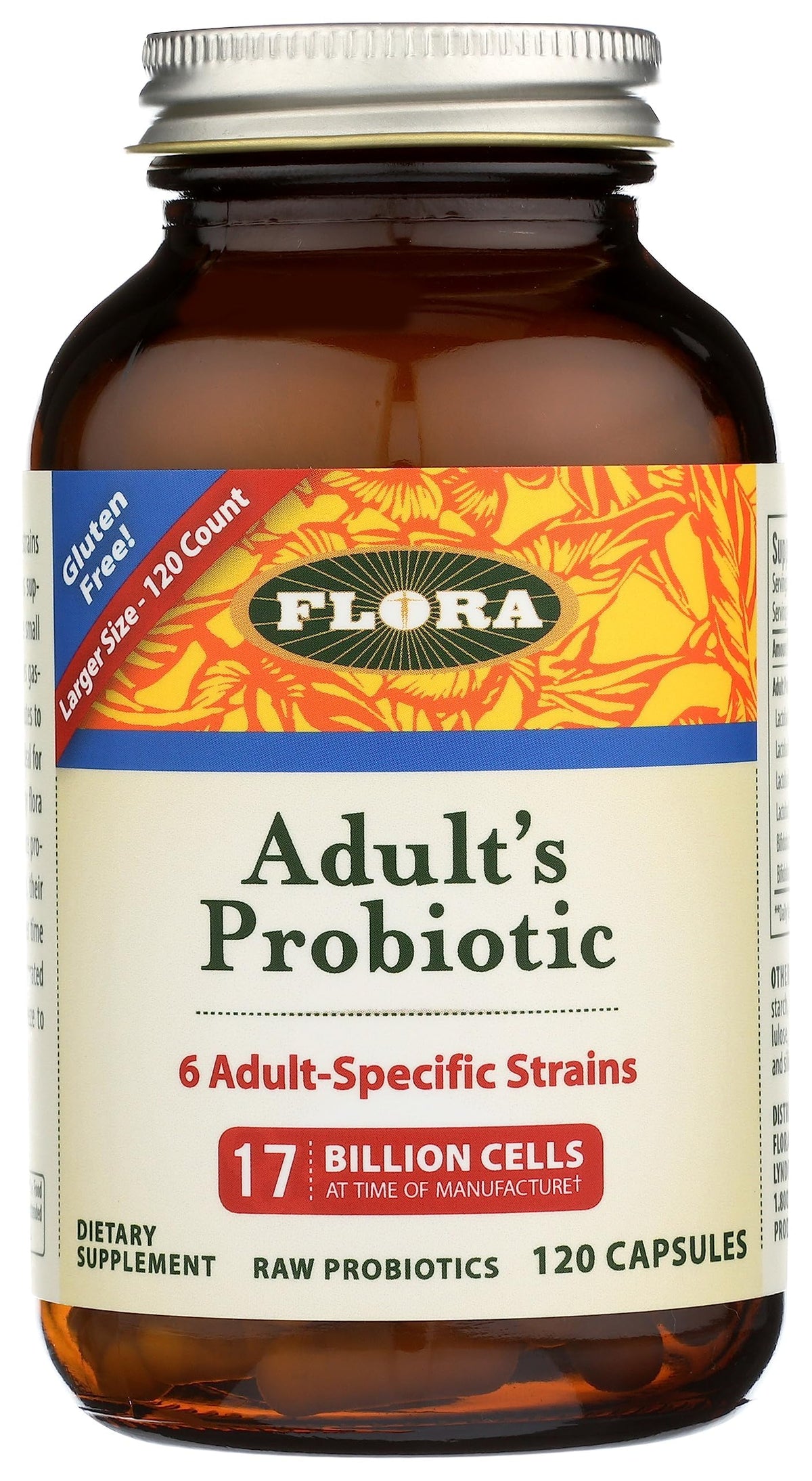 Flora Adults Probiotic bottle label