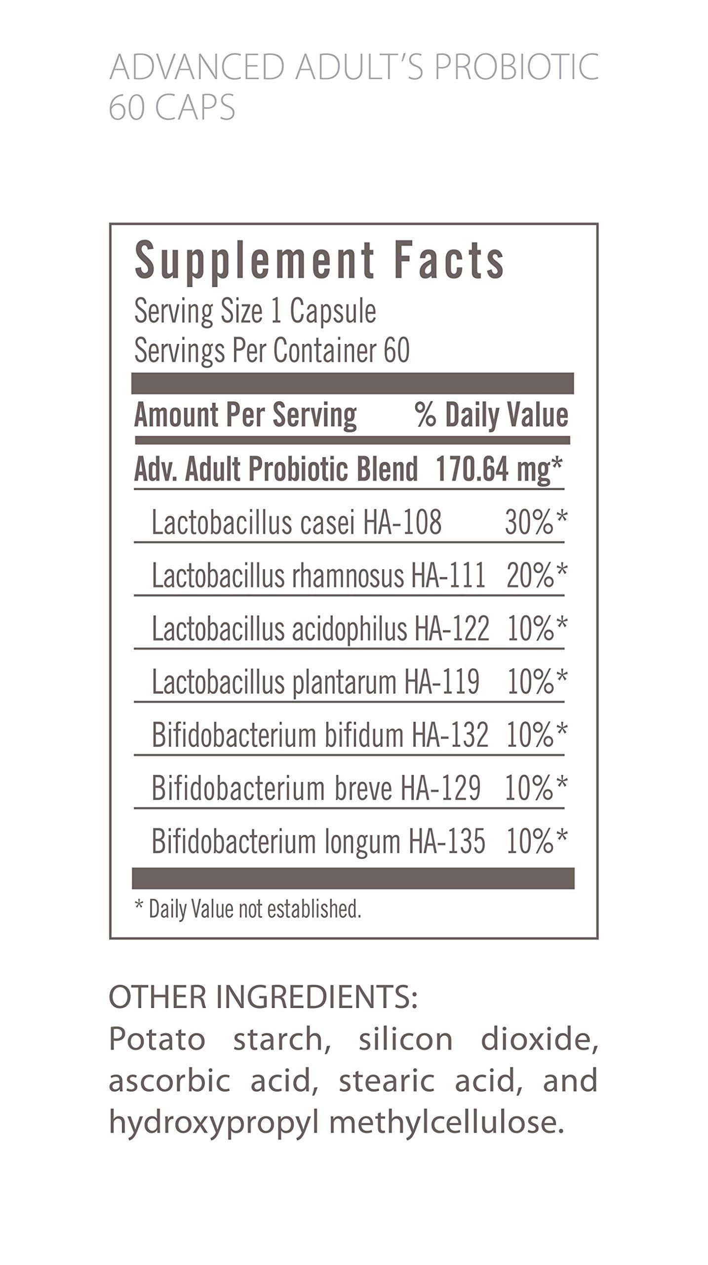 Graphic showing 7 senior-specific probiotic strains for adults 55 and over