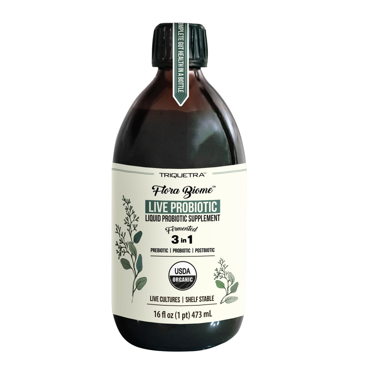 Flora Biome 16 oz bottle with live culture probiotic