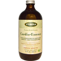Flora Cardio-Essence bottle and label on a neutral background