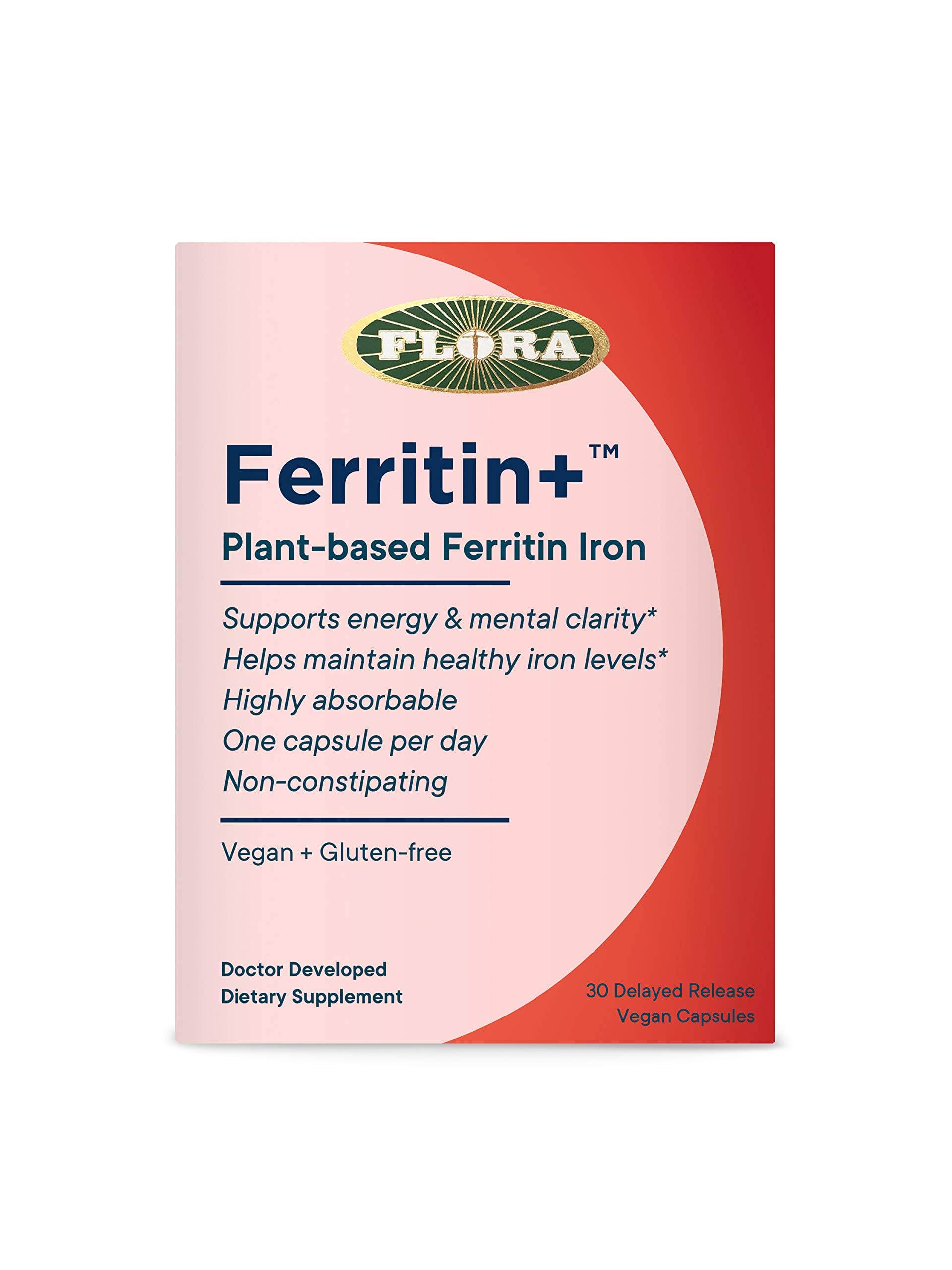 Flora Ferritin+ bottle with label