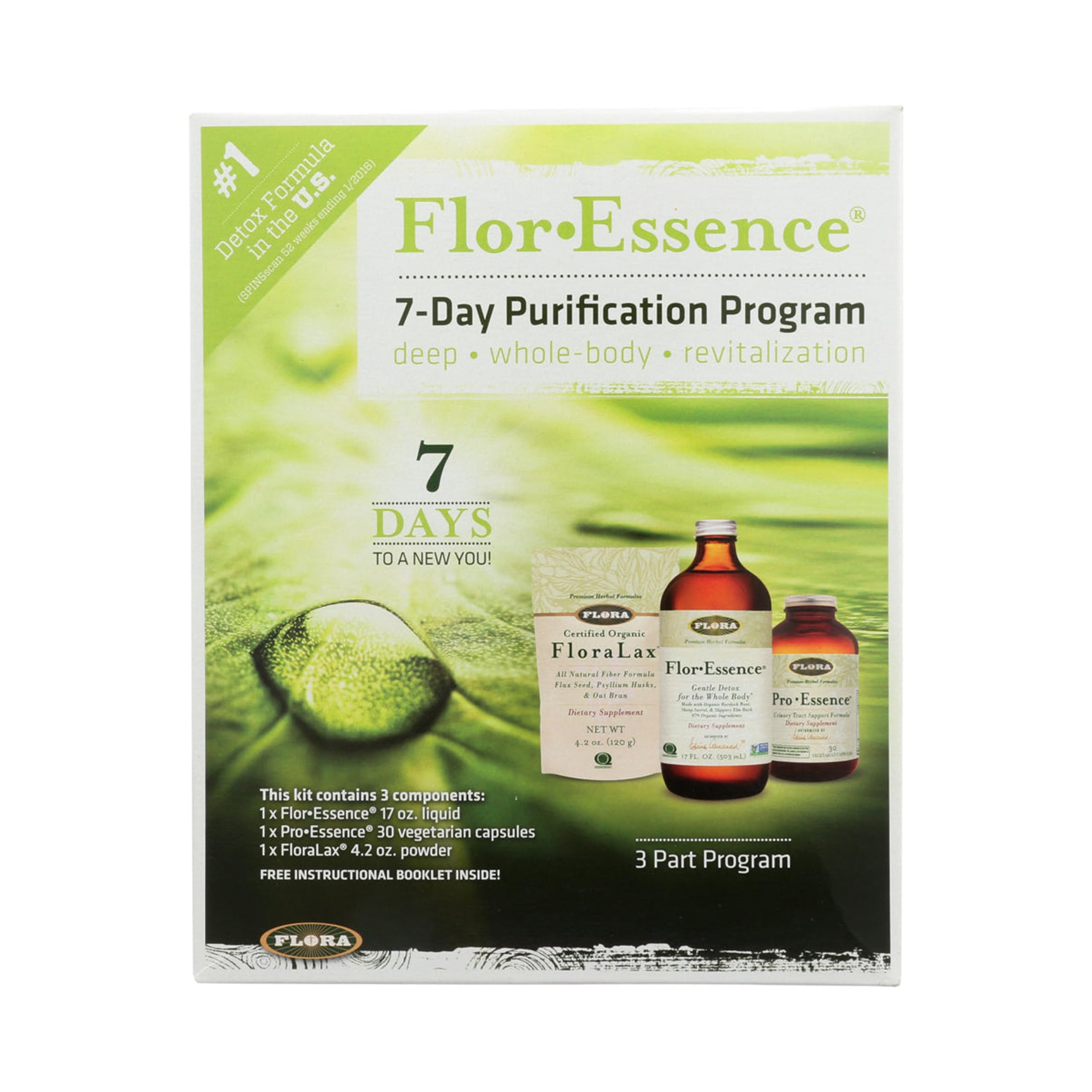 Flora FlorEssence bottle 17oz supports full body cleanse and cellular detox