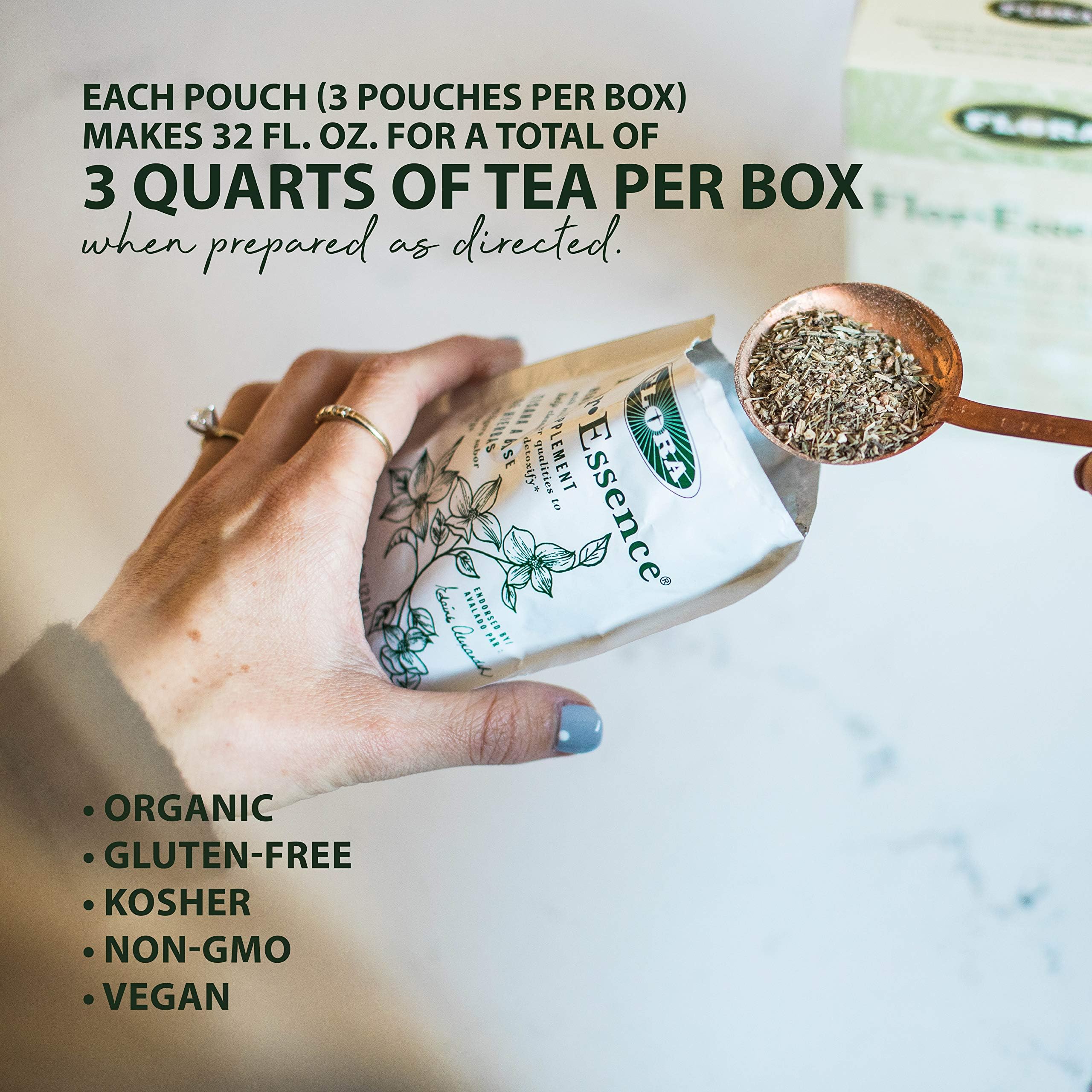 Flora FlorEssence organic label closeup highlights organic ingredients and quality standards