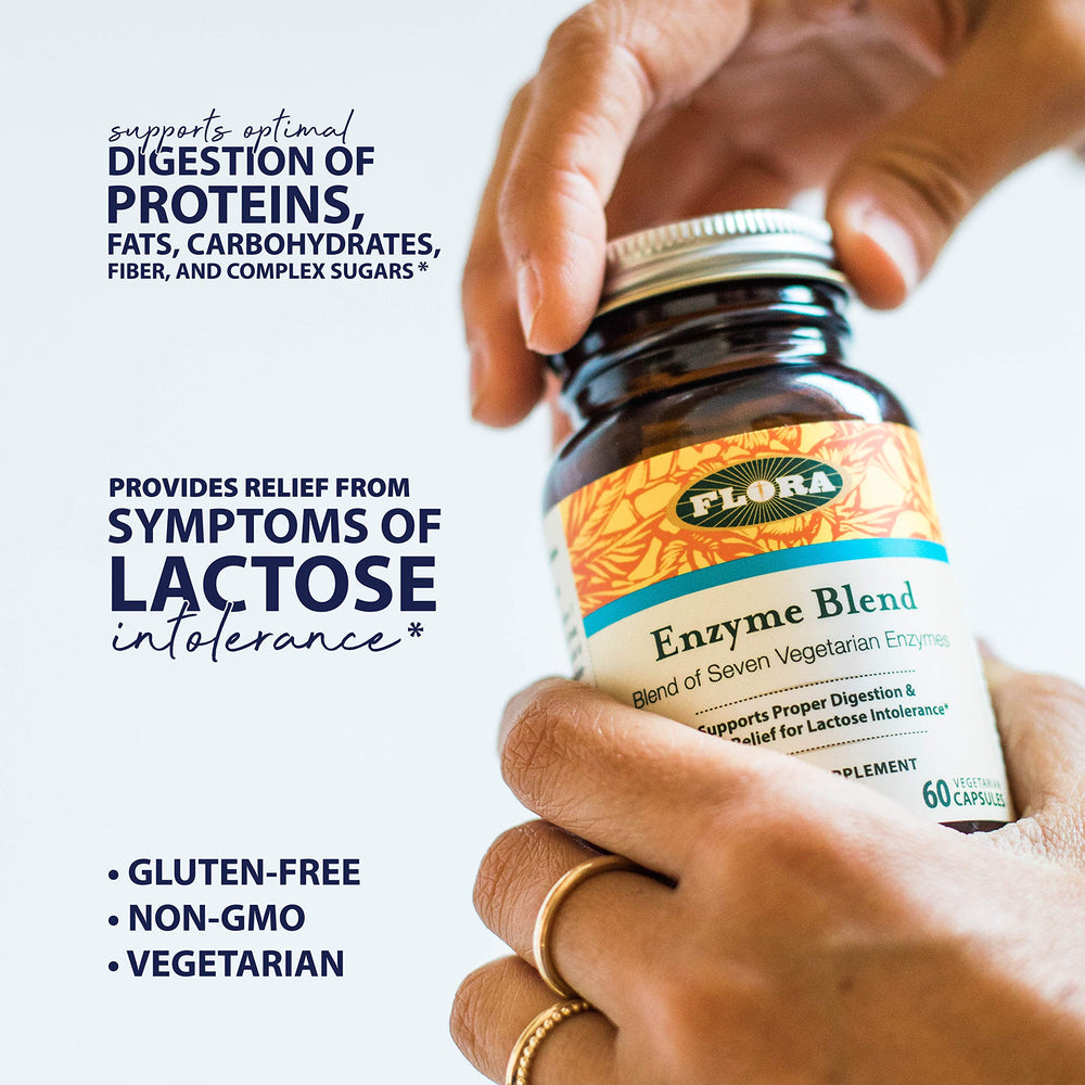 Gluten-free, vegetarian Flora Digestive Enzymes packaging