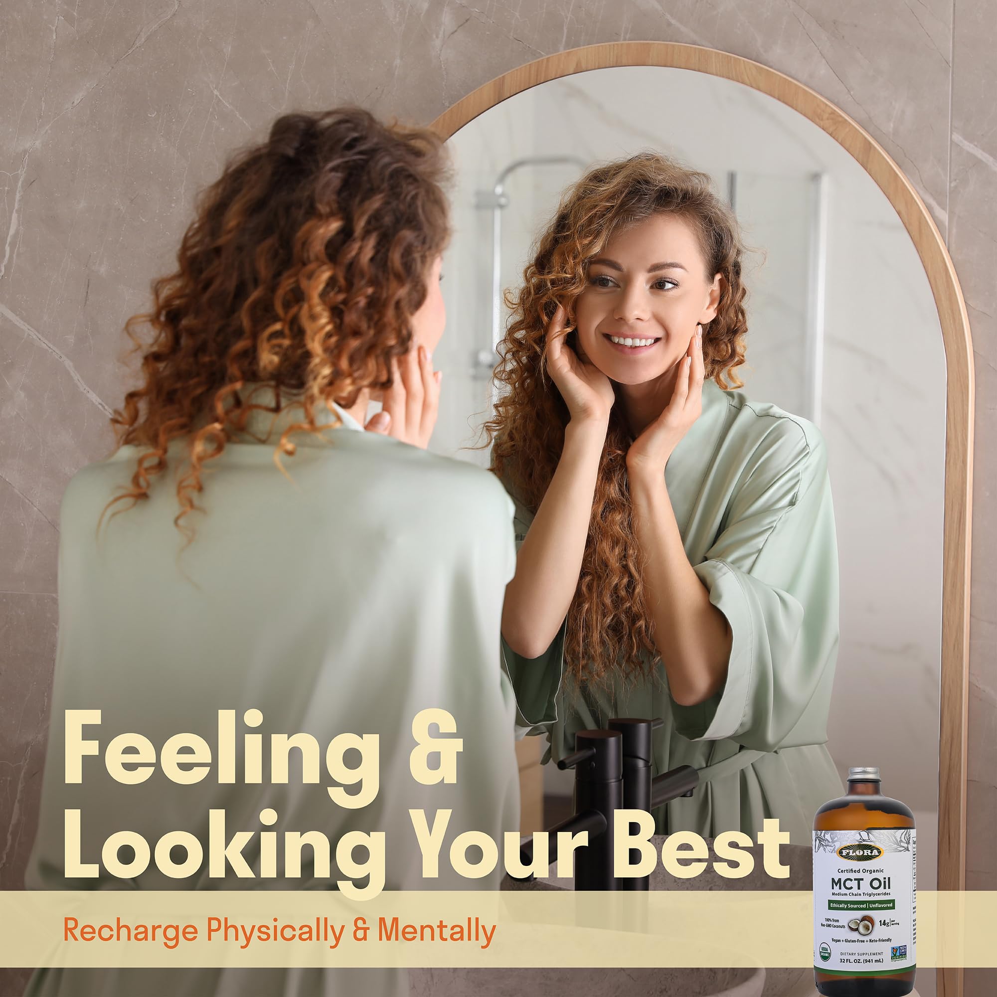 Brain and muscle energy support visual for Flora MCT Oil