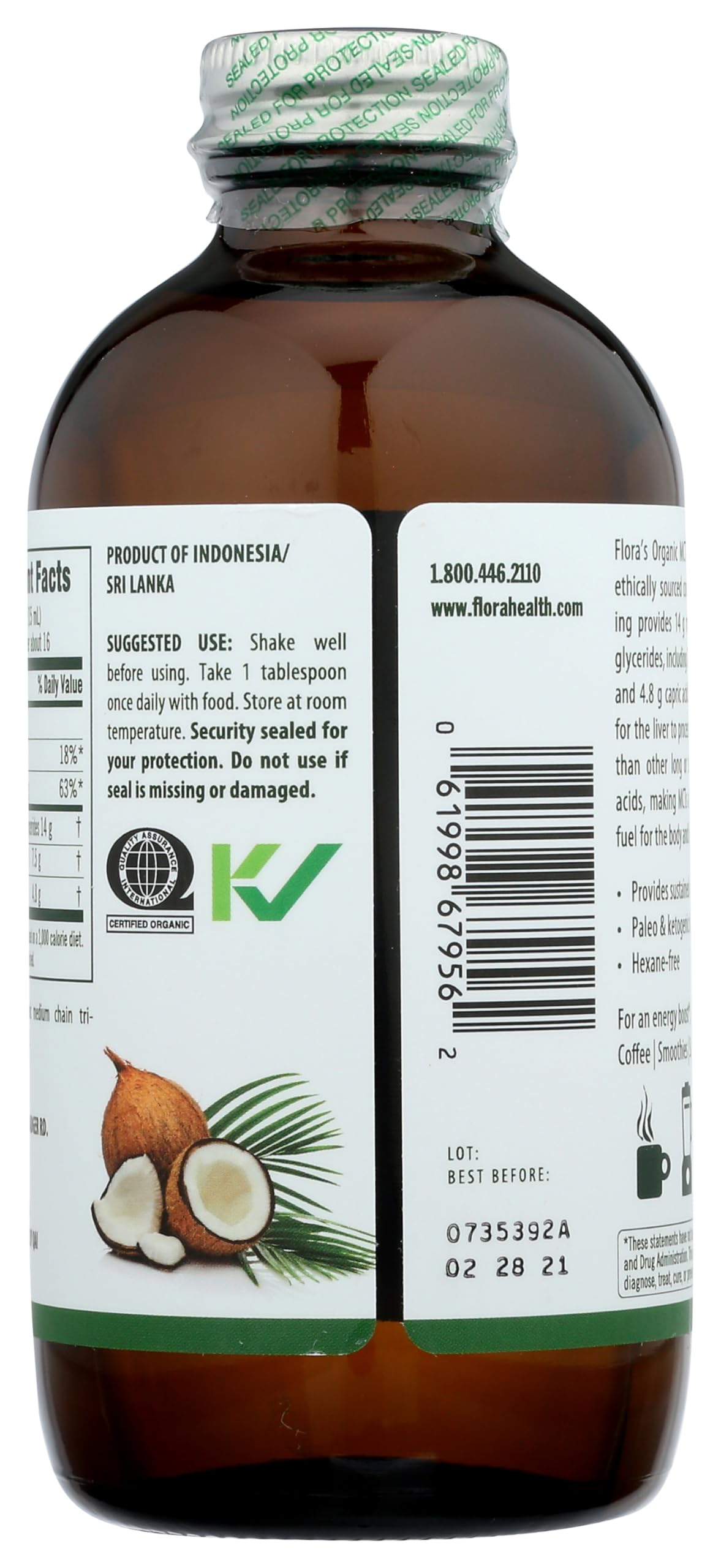 Flora Health certifications for MCT Oil