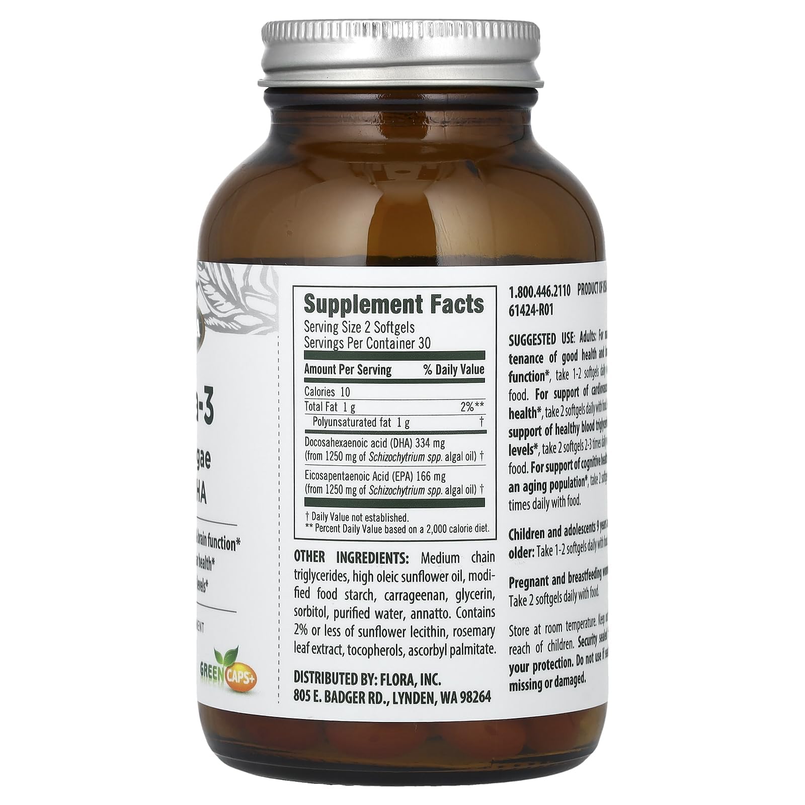 60 vegan algae omega-3 softgels capsules close-up