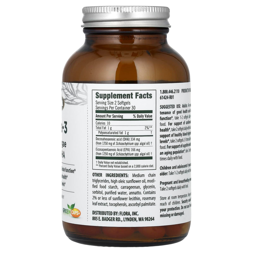 60 vegan algae omega-3 softgels capsules close-up