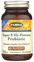 Flora Super 8 probiotics bottle front view