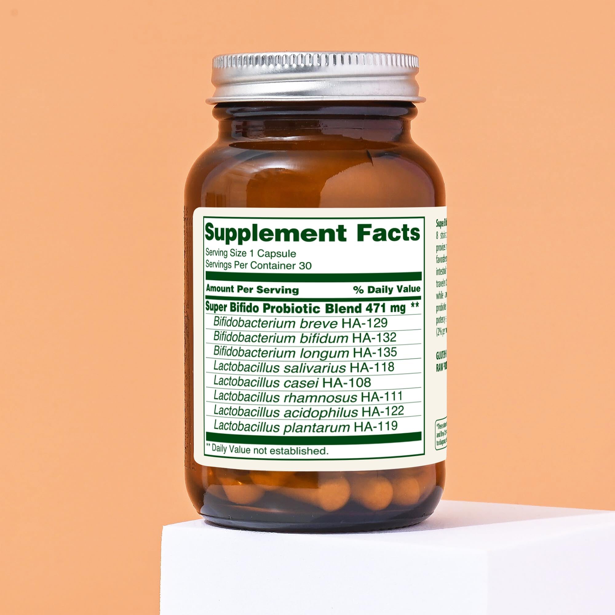 Bottle and label of Flora Super Bifido Plus with product details