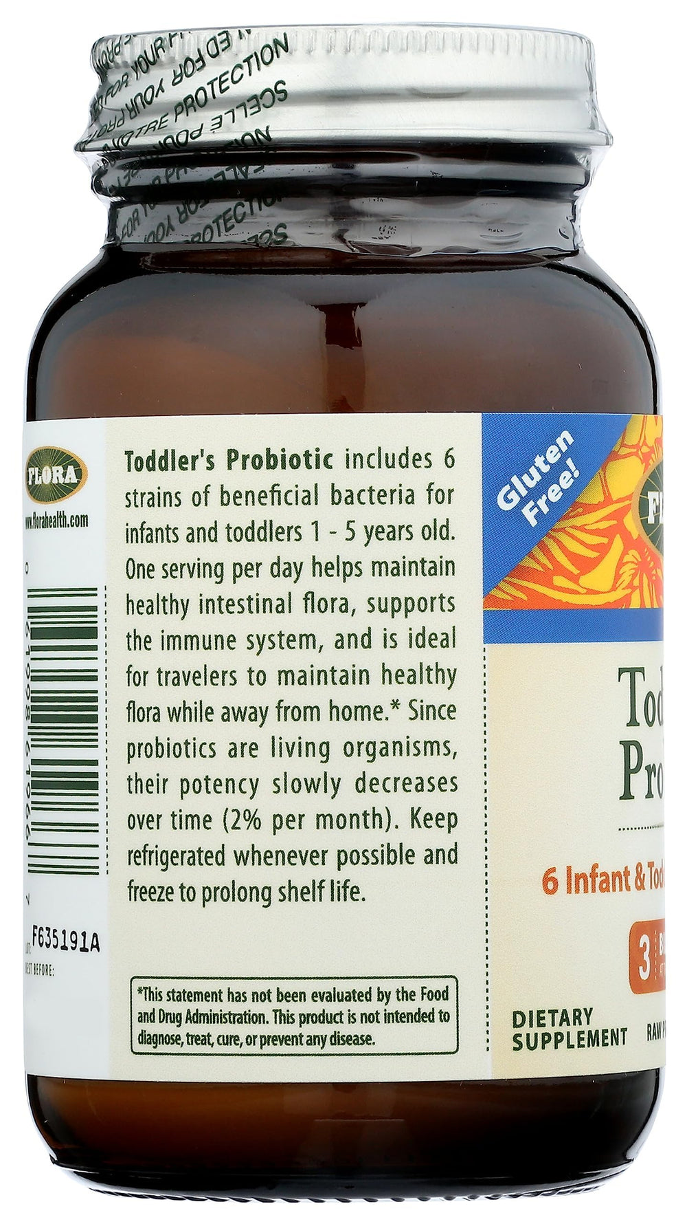 Vegetarian and gluten-free badge for Flora Toddler Probiotic