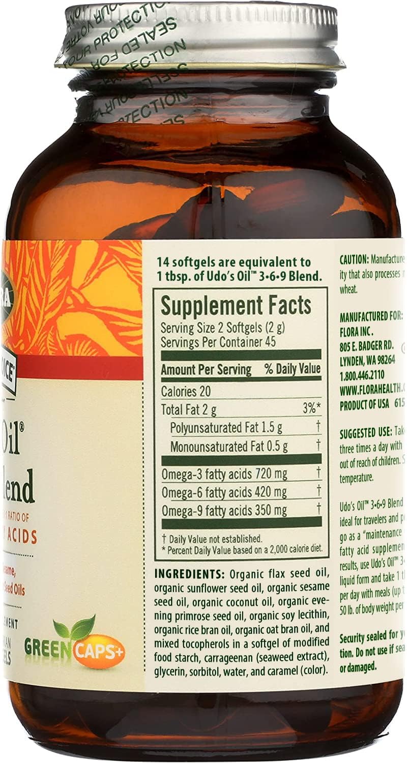 Flora Udo's Oil 3-6-9 Blend bottle side profile